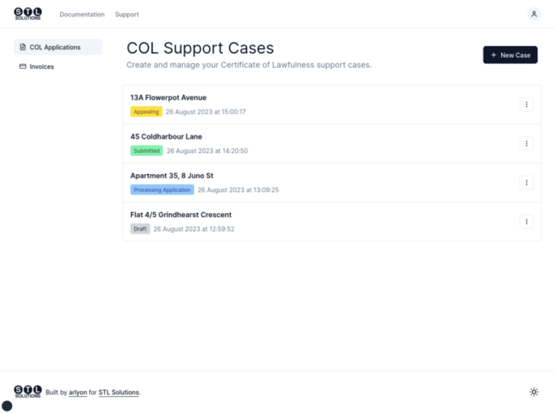 Account dashboard